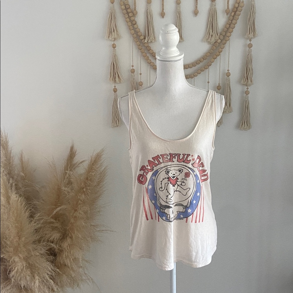 Junk Food Grateful Dead cream tank top scoop neck shirt vintage band tee small - Picture 2 of 16